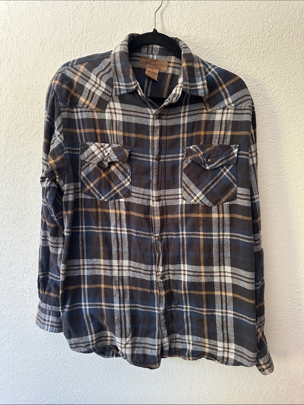 Men's Plaid Button-Down Shirt - Brown/Gray/White